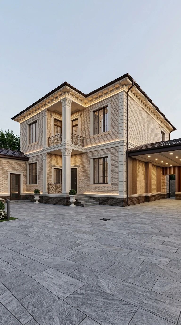 Дизайн фасада в стиле Неоклассика — фото фасада от нейросети AI Facade