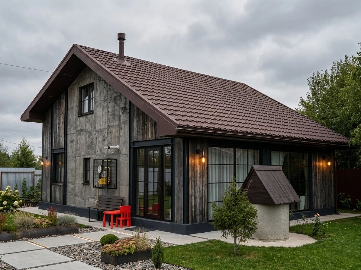 Дизайн фасада в стиле Лофт — Фасад от нейросети AI Facade
