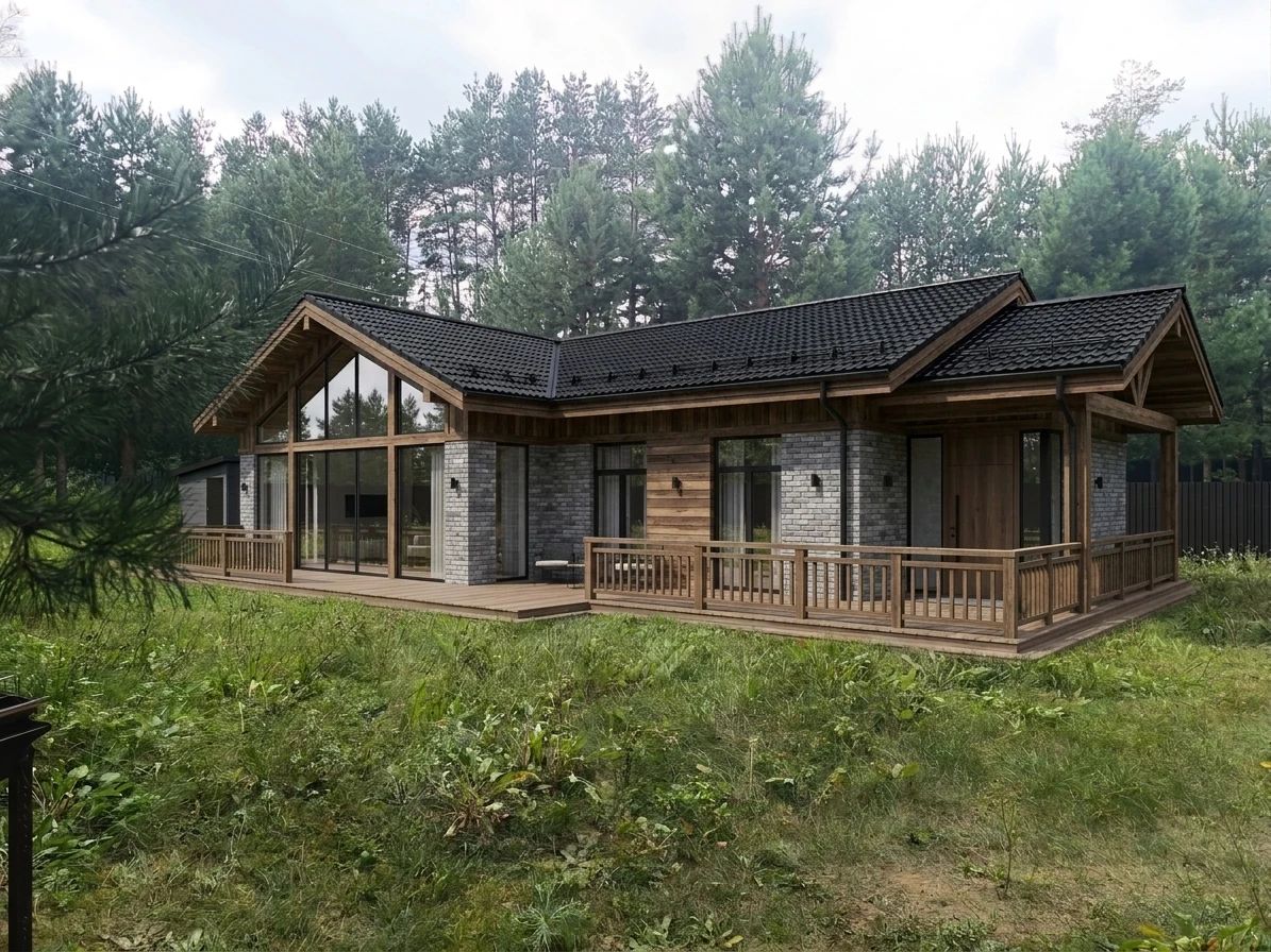 Дизайн фасада в стиле Шале — фото фасада от нейросети AI Facade