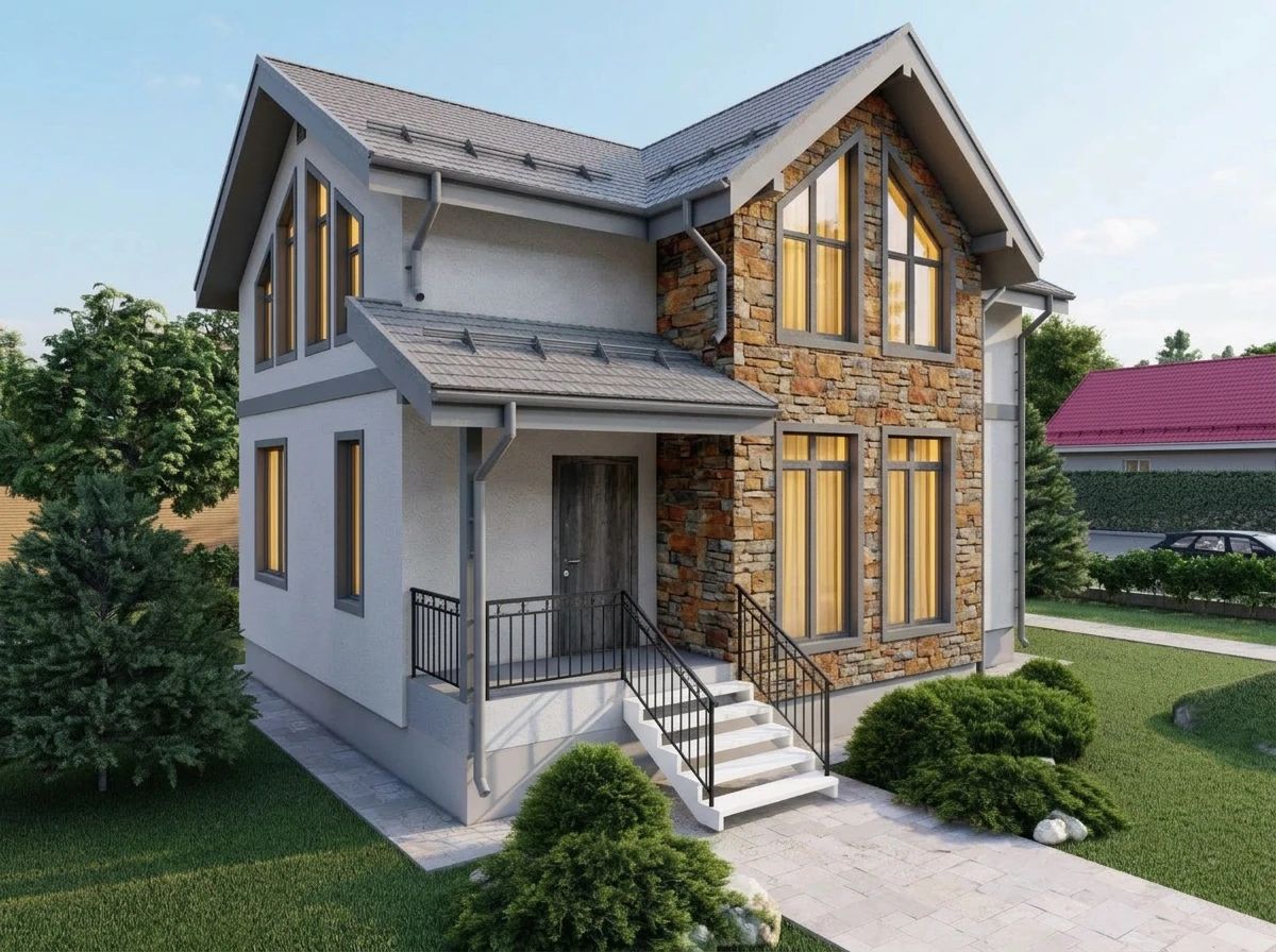 Дизайн фасада в стиле Скандинавский — Фасад от нейросети AI Facade