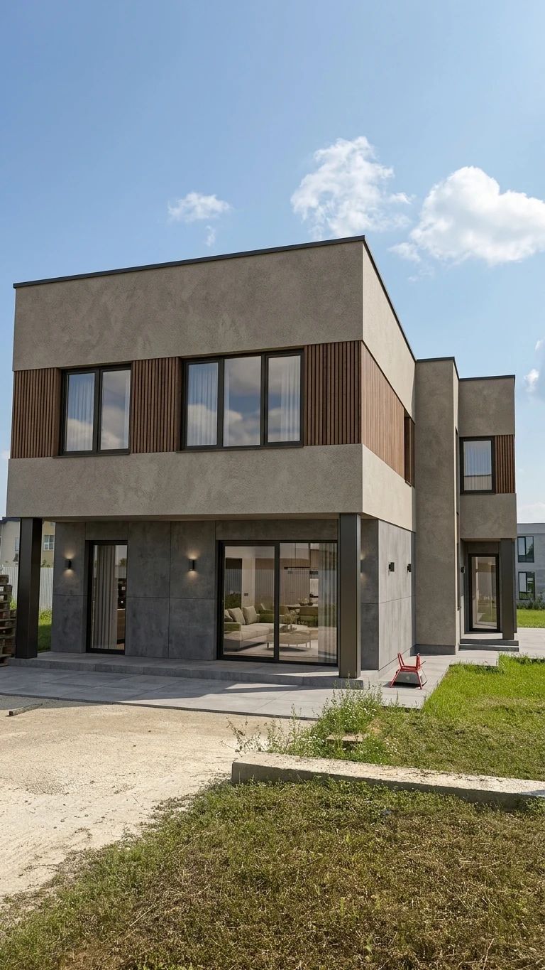 Дизайн фасада в стиле Контемпорари — Фасад от нейросети AI Facade