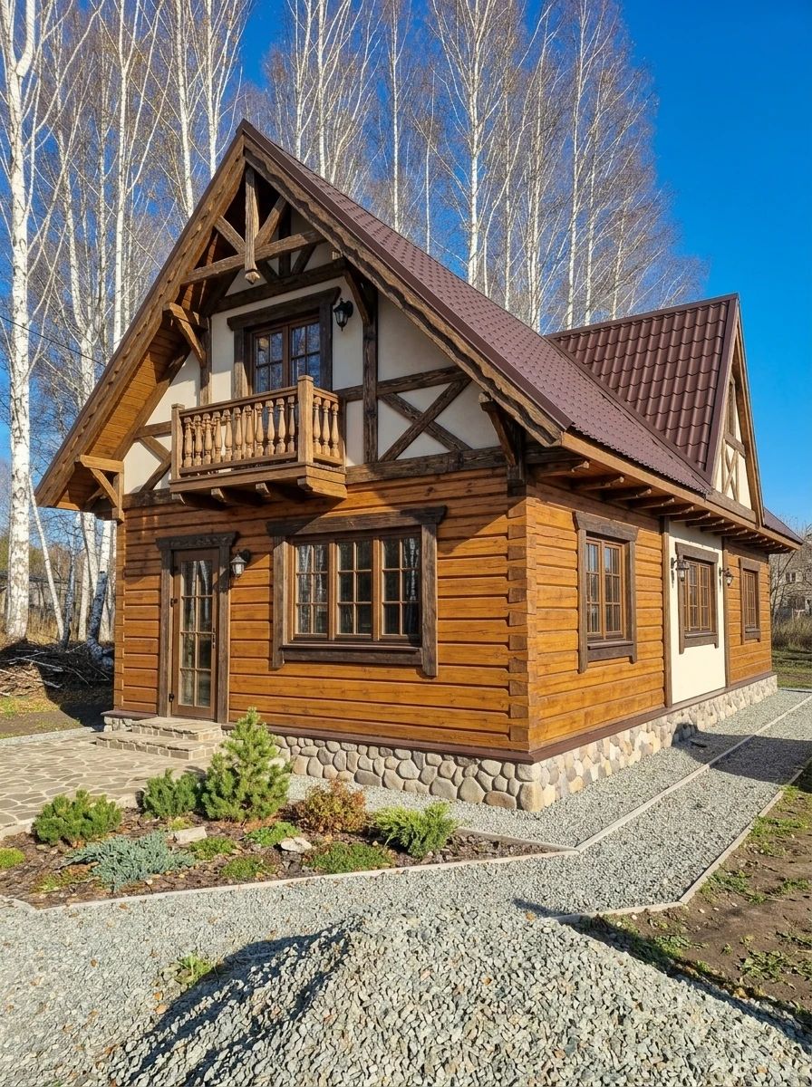 Дизайн фасада в стиле Шале — Фасад от нейросети AI Facade
