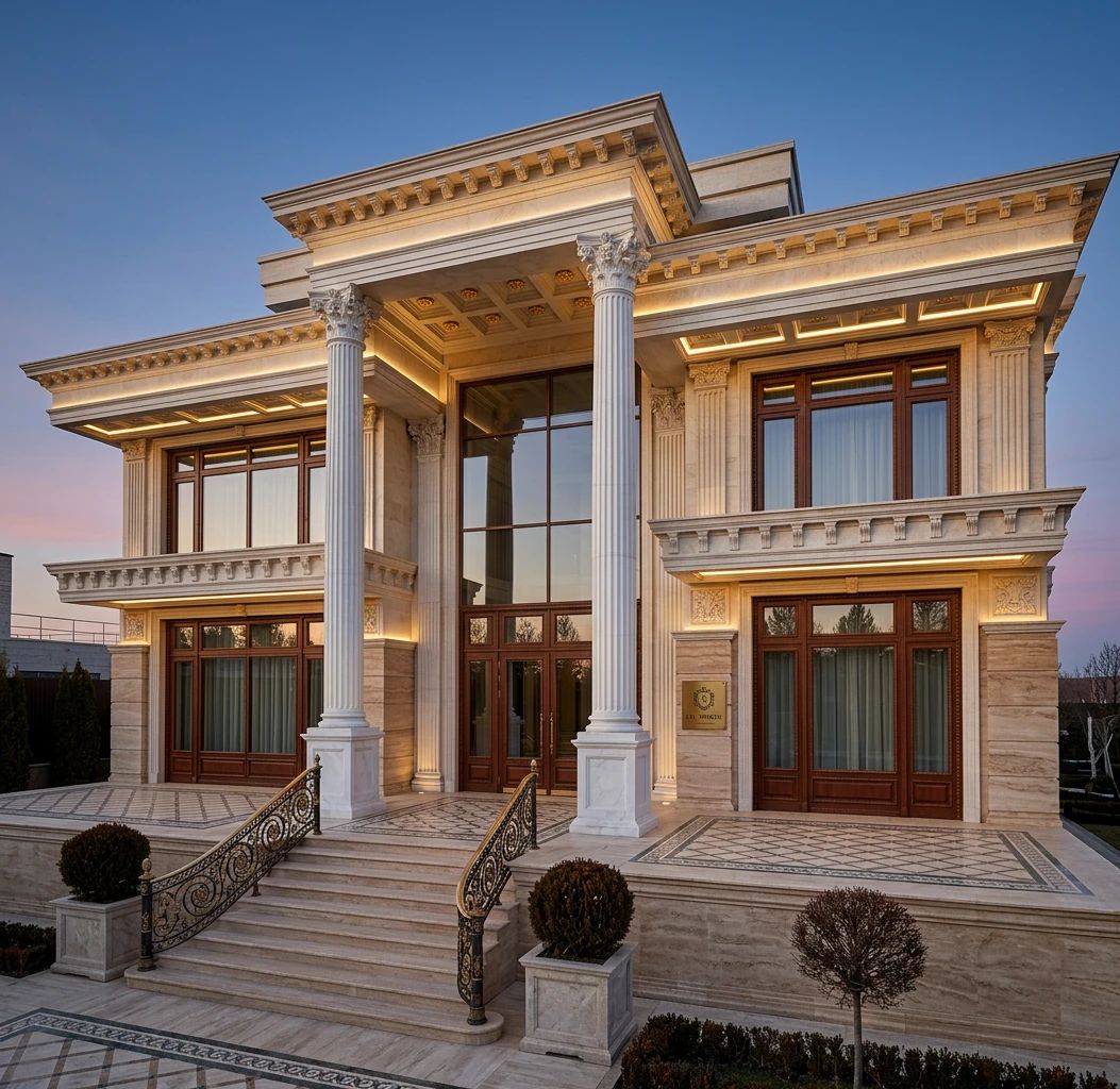 Дизайн фасада в стиле Неоклассика — фото фасада от нейросети AI Facade
