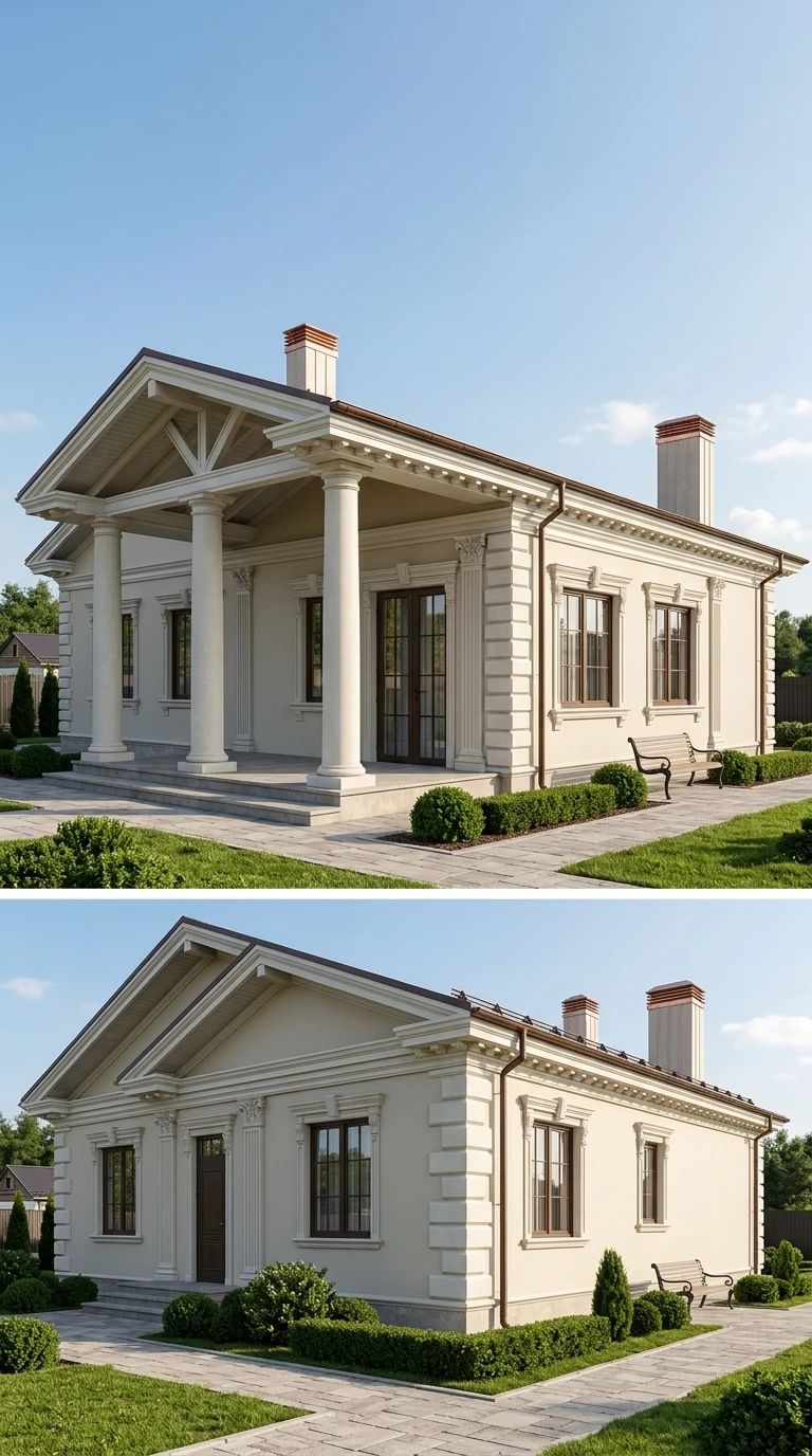 Дизайн фасада в стиле Неоклассика — фото фасада от нейросети AI Facade