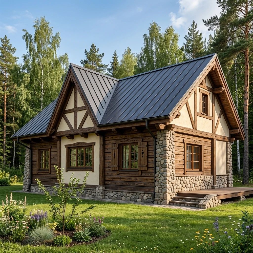 Дизайн фасада в стиле Шале — Фасад от нейросети AI Facade