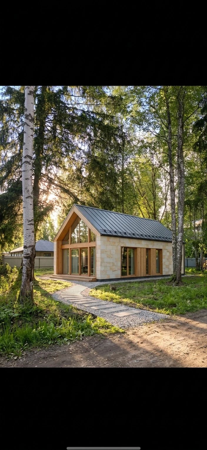 Дизайн фасада в стиле Барнхаус — Фасад от нейросети AI Facade