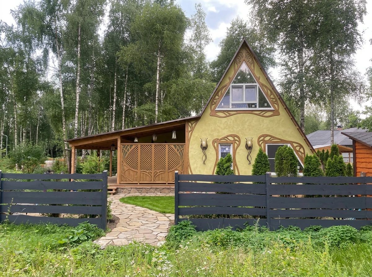 Дизайн фасада в стиле Модерн (ар-нуво) — фото фасада от нейросети AI Facade