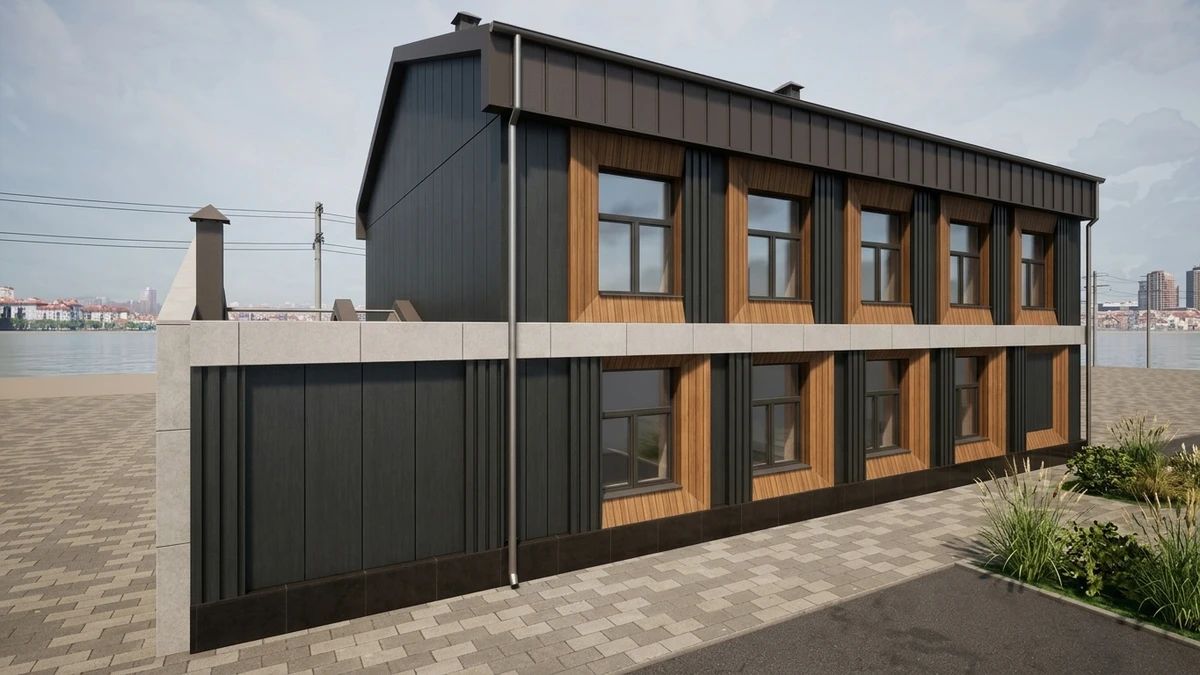 Дизайн фасада в стиле Барнхаус — Фасад от нейросети AI Facade