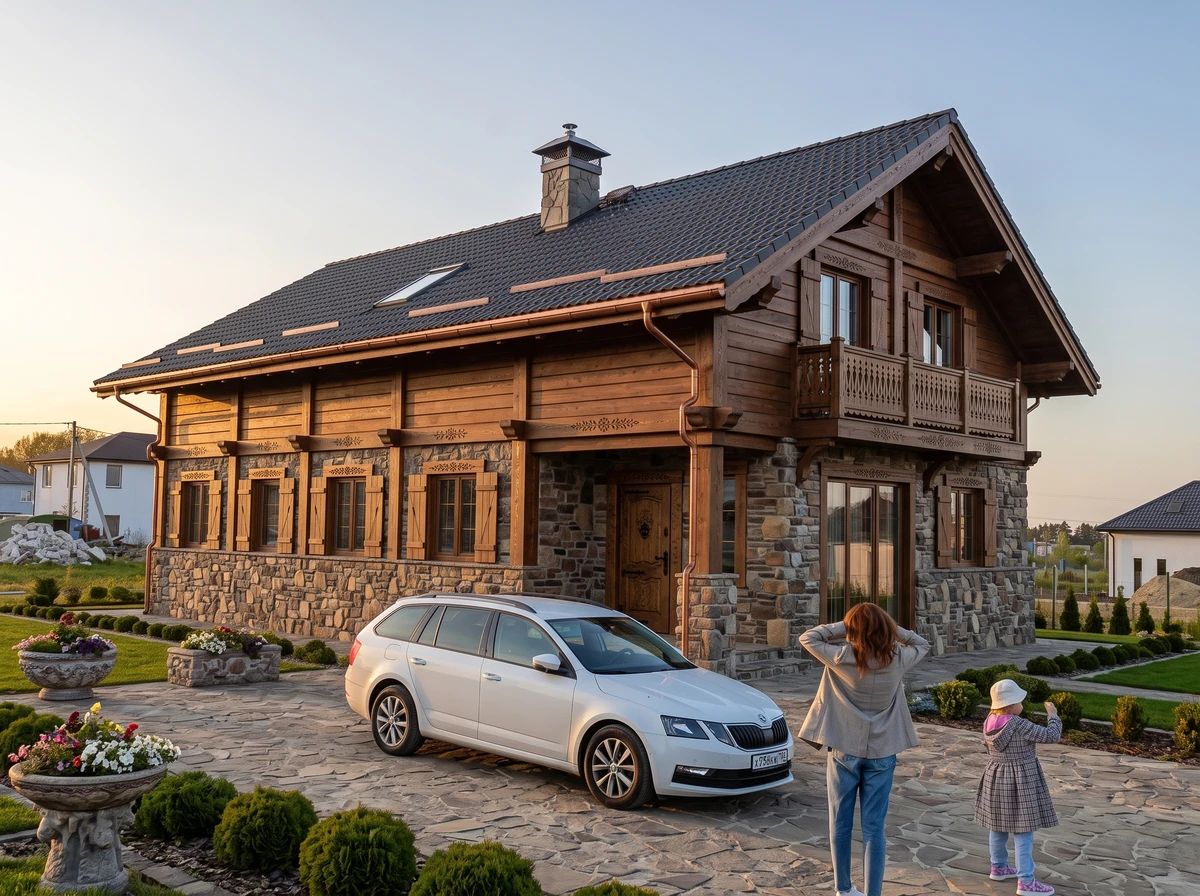 Дизайн фасада в стиле Шале — Фасад от нейросети AI Facade