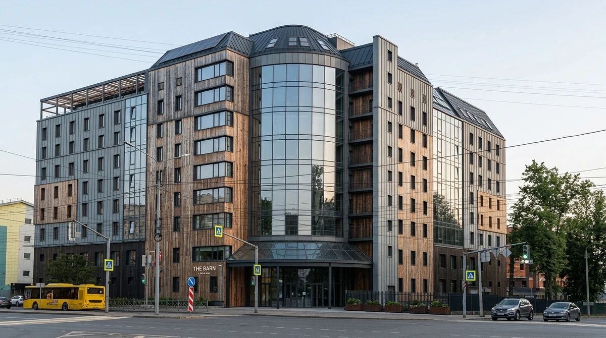 Дизайн фасада в стиле Барнхаус — Фасад от нейросети AI Facade