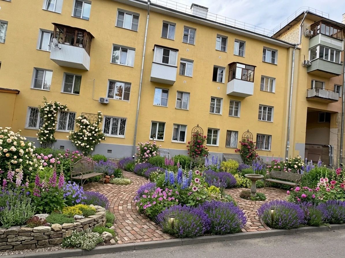 Дизайн участка в стиле Английский сад — фото участка от нейросети AI Facade