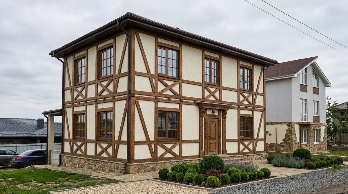 Дизайн фасада в стиле Фахверк — Фасад от нейросети AI Facade