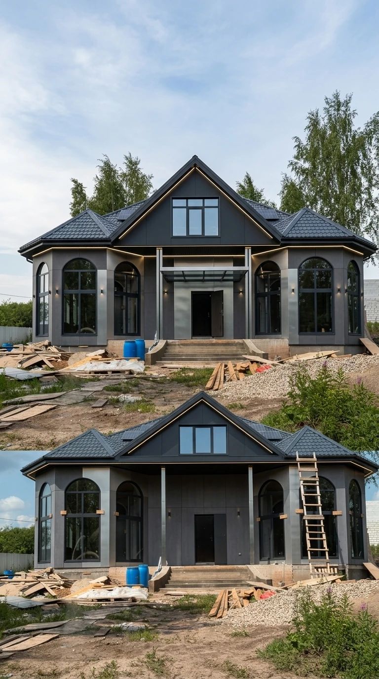 Дизайн фасада в стиле Хай-тек — фото фасада от нейросети AI Facade