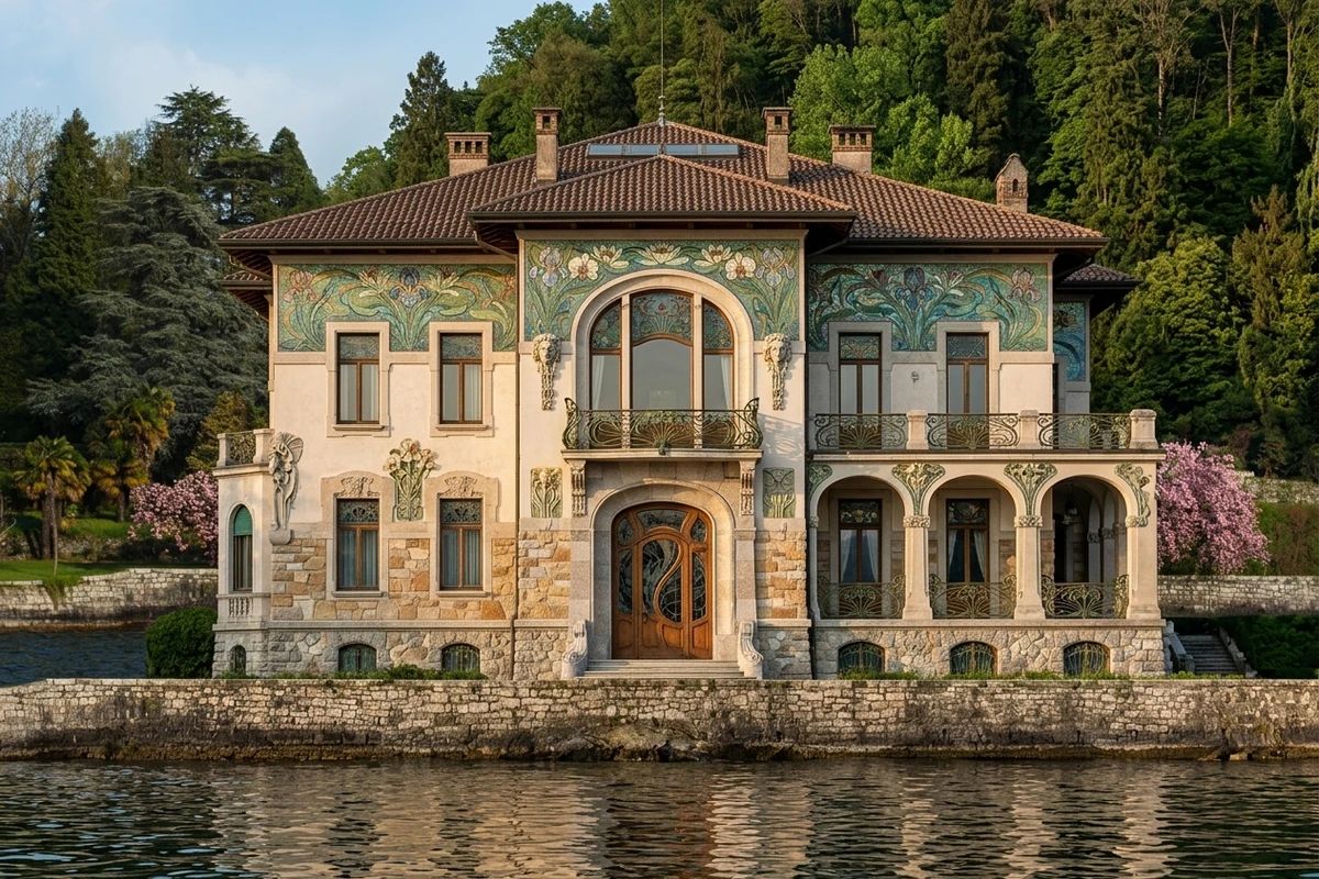 Дизайн фасада в стиле Модерн (ар-нуво) — фото фасада от нейросети AI Facade