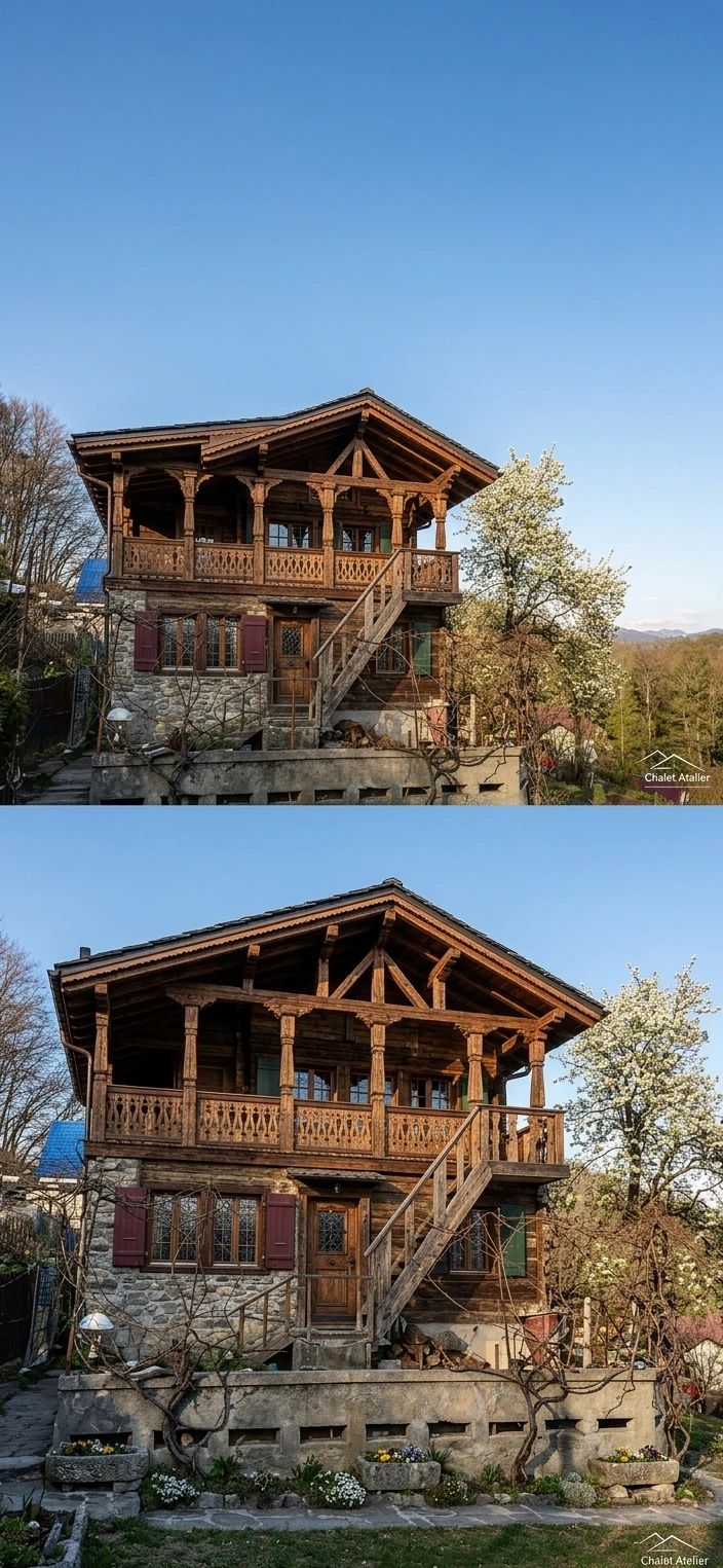 Дизайн фасада в стиле Шале — фото фасада от нейросети AI Facade