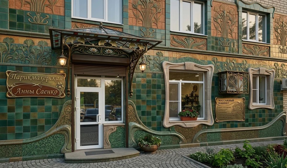 Дизайн фасада в стиле Модерн (ар-нуво) — фото фасада от нейросети AI Facade