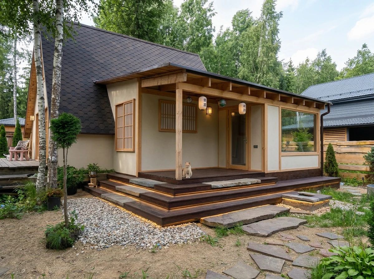 Дизайн фасада в стиле Японский минимализм — Фасад от нейросети AI Facade