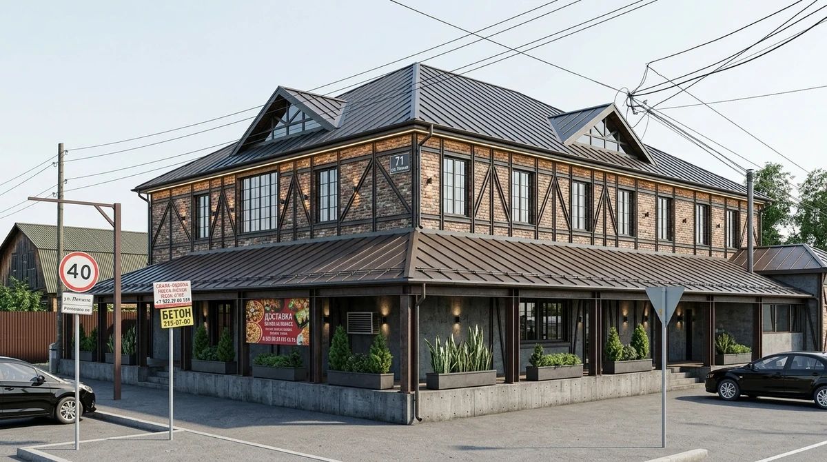 Дизайн фасада в стиле Лофт — Фасад от нейросети AI Facade