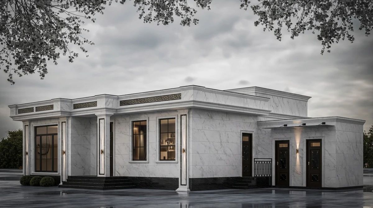 Дизайн фасада в стиле Неоклассика — фото фасада от нейросети AI Facade