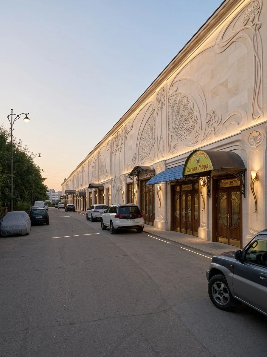 Дизайн фасада в стиле Модерн (ар-нуво) — фото фасада от нейросети AI Facade