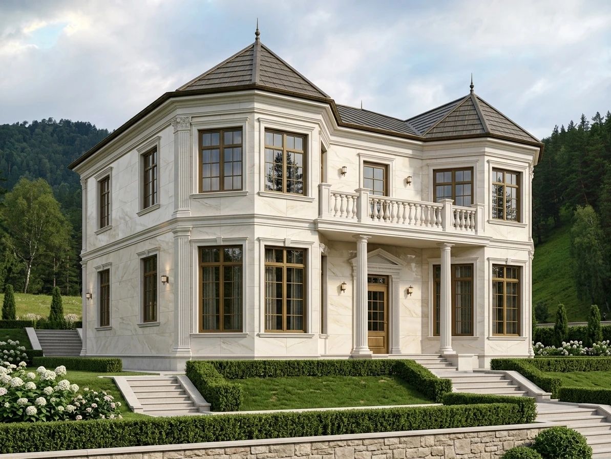 Дизайн фасада в стиле Неоклассика — фото фасада от нейросети AI Facade