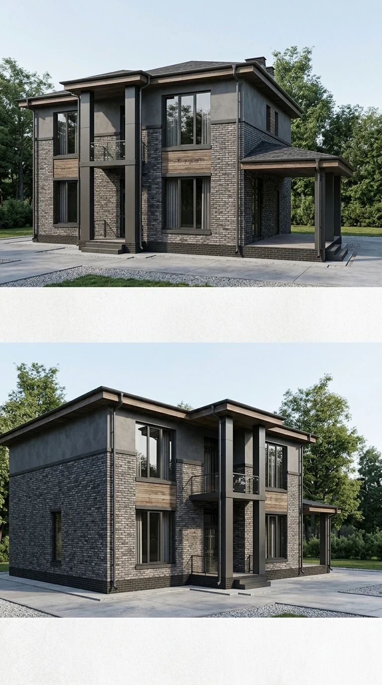Дизайн фасада в стиле Лофт — Фасад от нейросети AI Facade