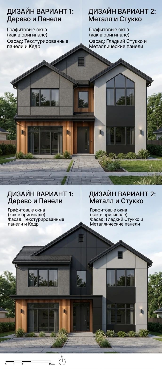 Дизайн фасада в стиле Современный — фото фасада от нейросети AI Facade