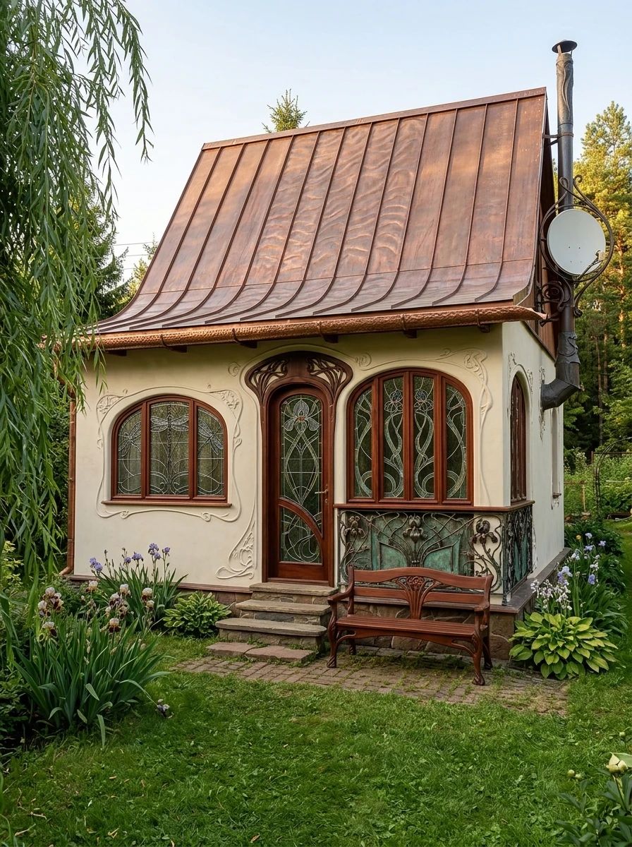 Дизайн фасада в стиле Модерн (ар-нуво) — фото фасада от нейросети AI Facade