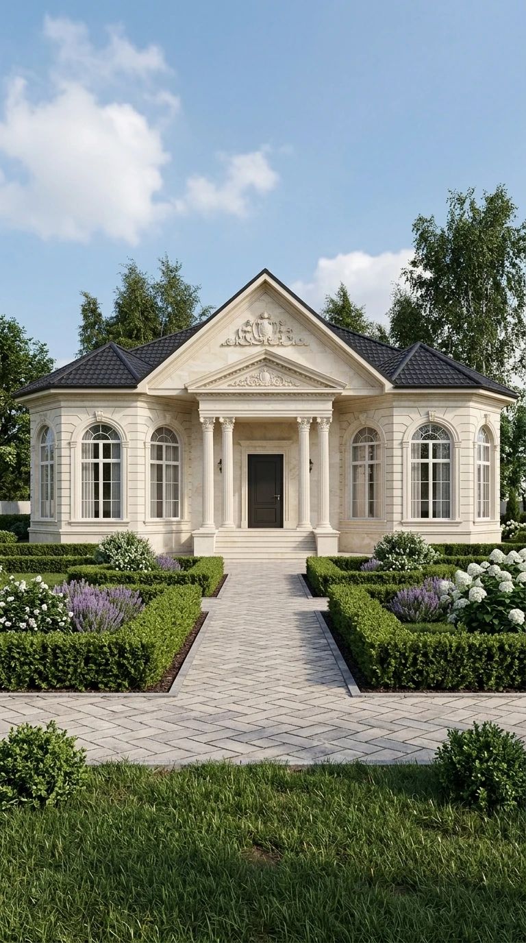 Дизайн фасада в стиле Неоклассика — фото фасада от нейросети AI Facade
