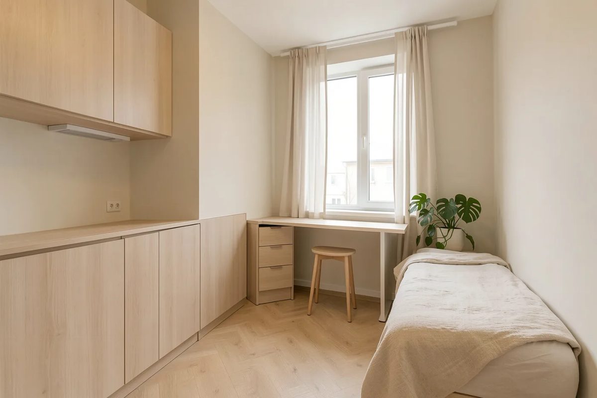 Компактная квартира-студия 18 м² в светлых тонах