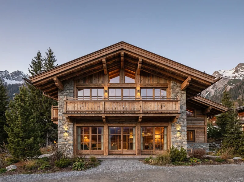 Дизайн фасада в стиле Шале — пример | AI Facade