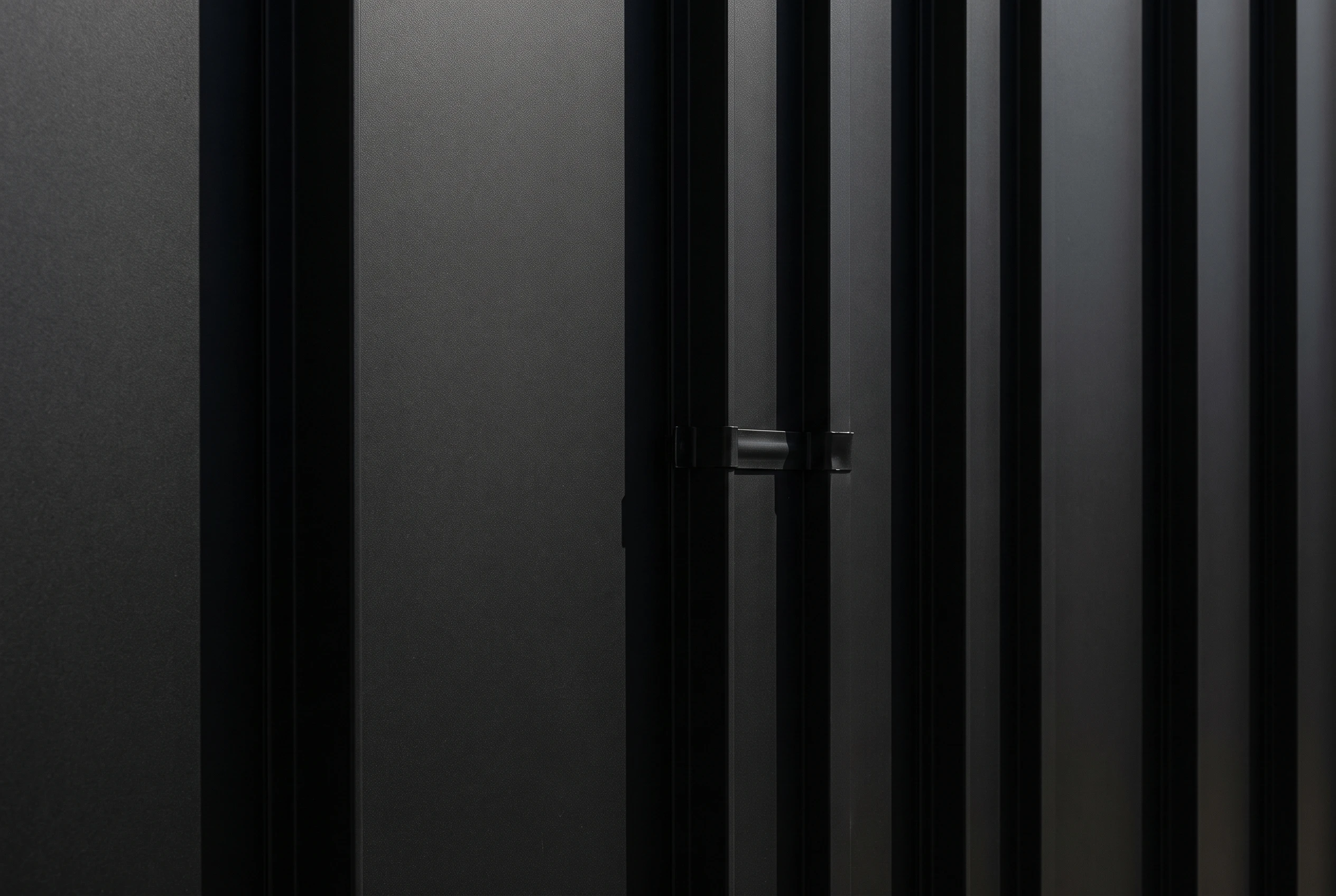 Матовый фальц RAL 9005 — чёрный фасад крупным планом, AI-визуализация