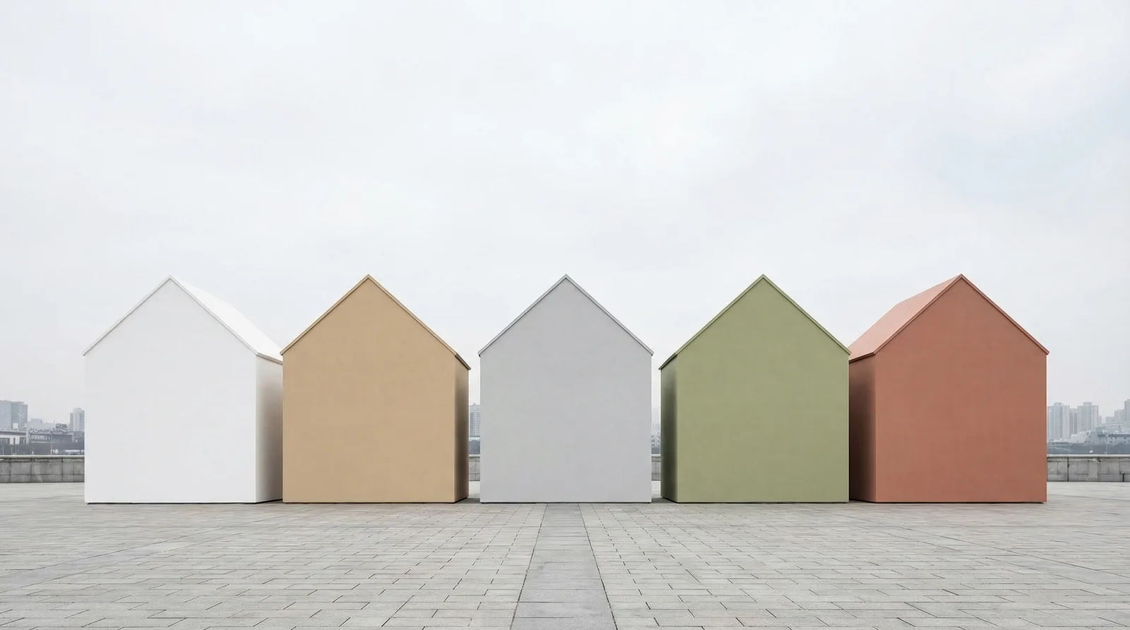 Популярные цвета фасадов — белый, серый, бежевый