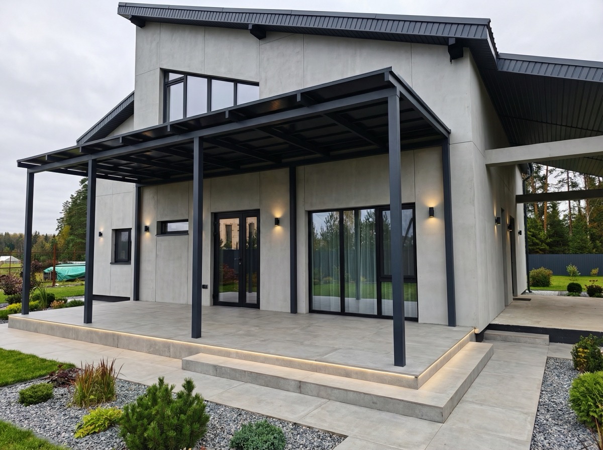 Фасад дома после редизайна с ИИ