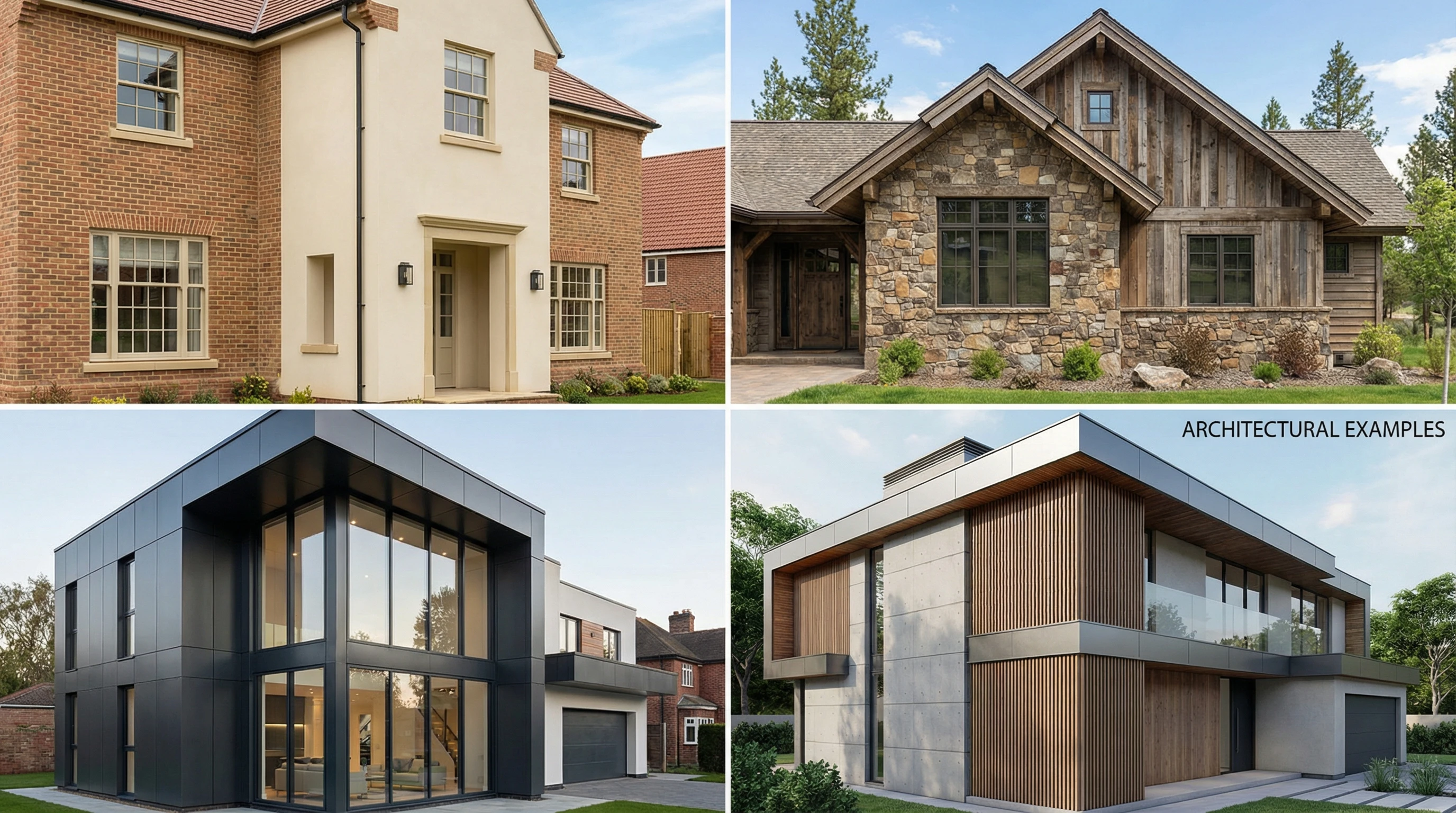 Примеры комбинирования материалов на фасаде